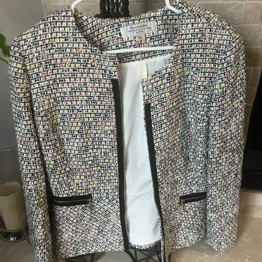 Tahari Multicolor Tweed Blazer